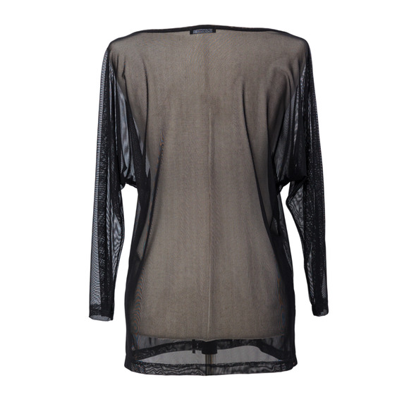 Women's Black Sheer Mesh Top Size M 3/4 Sleeve NWT Klaveli - Picture 3 of 3